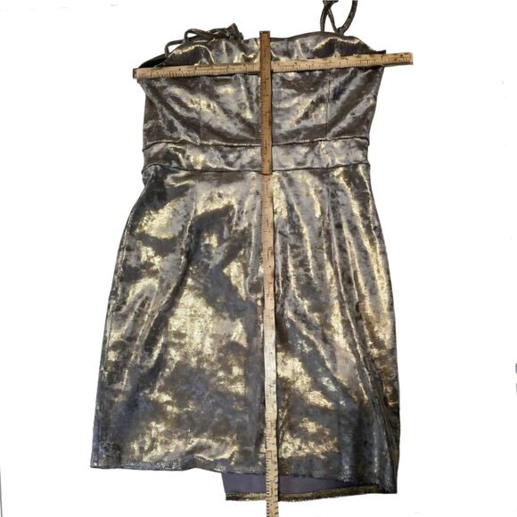 Zara gold & silver metallic spaghetti strap mini holiday dress size M - Picture 7 of 13